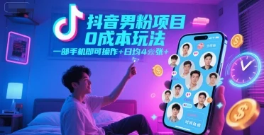 抖音男粉项目0成本玩法，一部手机即可操作，日均4张+，时间自由-U·Muse