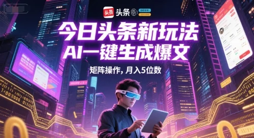 今日头条新玩法，AI一键生成爆文，矩阵操作，月入5位数-VHermes轻创网