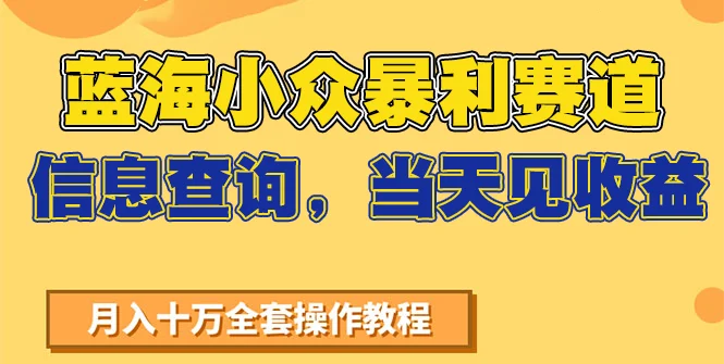 蓝海小众暴利赛道，信息查询，当天见收益，不讲玄学，7天搞了2万+-UMuse轻创网