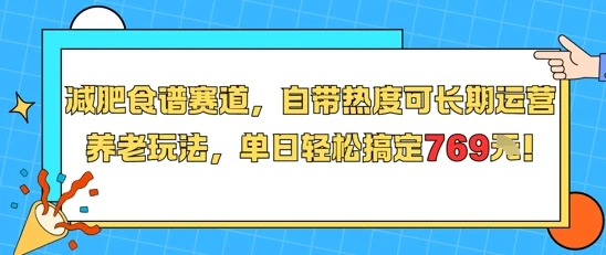 减肥食谱赛道，自带热度可长期运营，养老玩法，单日轻松搞定769-UMuse轻创网