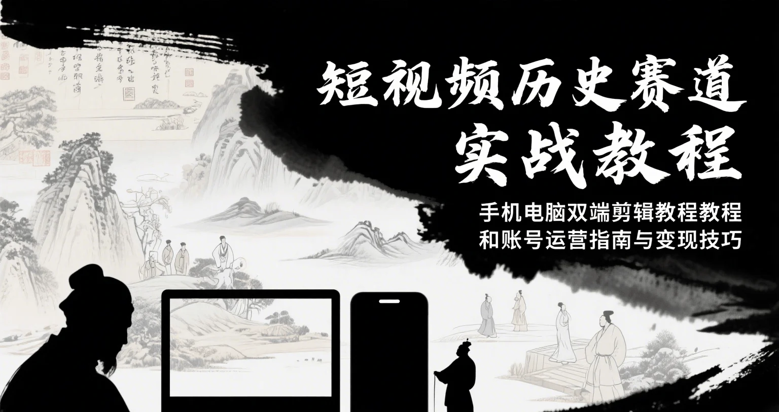 短视频历史赛道实战教程，手机电脑双端剪辑教程和账号运营指南与变现技巧-U·Muse