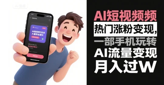 AI短视频热门涨粉变现，一部手机玩转AI流量变现，月入过W-UMuse轻创网