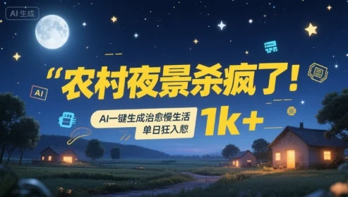 农村夜景杀疯了！AI一键生成治愈系慢生活，单日狂入1k+-UMuse轻创网