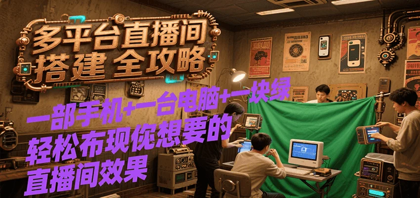 多平台直播间搭建全攻略，一部手机+一台电脑+一块绿布轻松实现你想要的直播间效果-UMuse轻创网