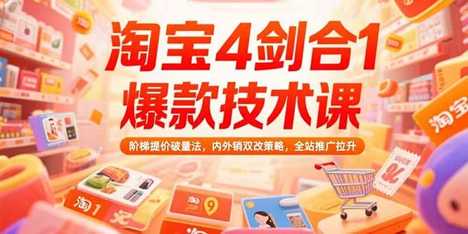 淘宝4剑合1爆款技术课73期：阶梯提价破量法，内外销双改策略 全站推广拉升-UMuse轻创网
