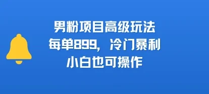 男粉项目高级玩法，每单899，冷门暴利，小白也可操作-UMuse轻创网