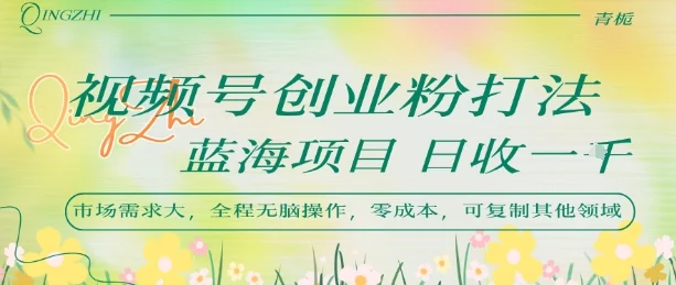 视频号创业粉打法，日入1k，蓝海项目，市场需求大，全程无脑操作，可复制-UMuse轻创网