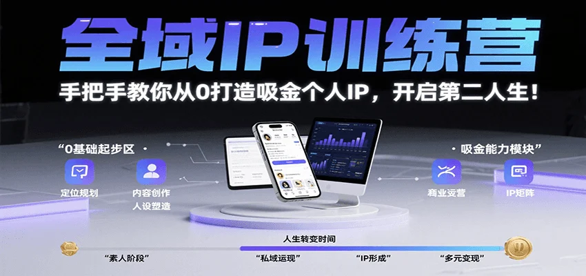 全域IP训练营，手把手教你从0打造吸金个人IP，开启第二人生！-UMuse轻创网