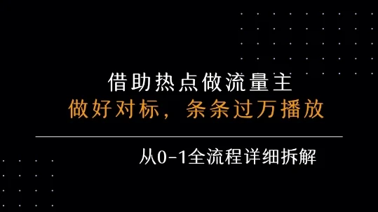 借力热点，乘顺风车玩流量主，条条过万播放， 每月收益5k+，从0-1全流程详细拆解-UMuse轻创网