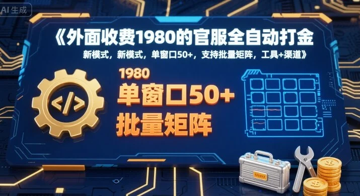 外面收费1980的官服全自动打金，新模式，单窗口50+，支持批量矩阵，工具+渠道【揭秘】-U·Muse