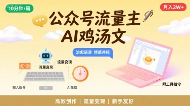 公众号流量主，用AI写鸡汤文，10分钟一篇，最高月入2W【附工具指令】-UMuse轻创网
