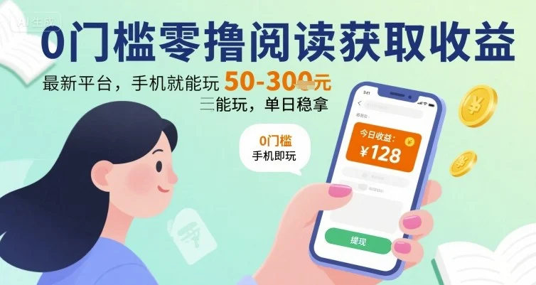 0门槛零撸阅读获取收益：最新平台，手机就能玩，单日稳拿 50-3张 【揭秘】-UMuse轻创网
