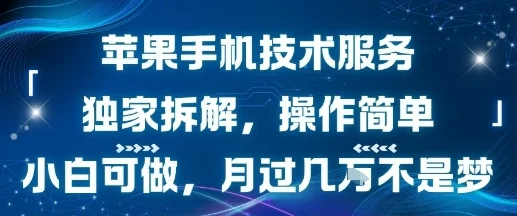苹果手机技术服务，独家拆解，操作简单，小白可做，月过1W不是梦-UMuse轻创网