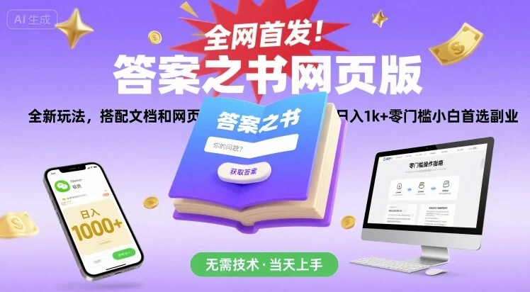 全网首发！答案之书网页版，全新玩法，搭配文档和网页，日入1k+零门槛小白首选副业【揭秘】-UMuse轻创网