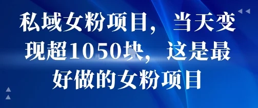 私域女粉项目，当天变现超1k，这是最好做的女粉项目，可放大操作-UMuse轻创网
