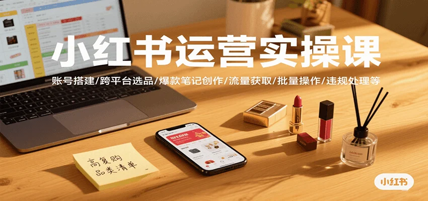 小红书运营实操课，账号搭建/跨平台选品/爆款笔记创作/流量获取/批量操作/违规处理等-UMuse轻创网