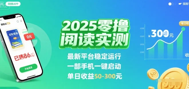 2025实测零撸阅读挂G：最新平台稳定运行，一部手机一键启动，单日收益 50-3张 【揭秘】-UMuse轻创网