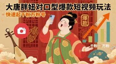 大唐胖妞对口型爆款短视频玩法，快速起千粉万粉号-UMuse轻创网