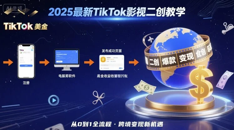 2025年最新TikTok影视二创教学，从注册到发布撸美金全流程，跨境变现新机遇-UMuse轻创网