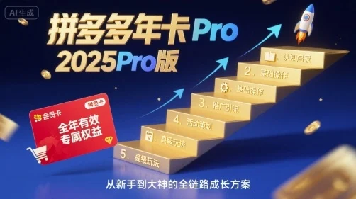 拼多多年卡2025Pro版，五大板块从认知到基础、从推广到活动、从活动到玩法-U·Muse