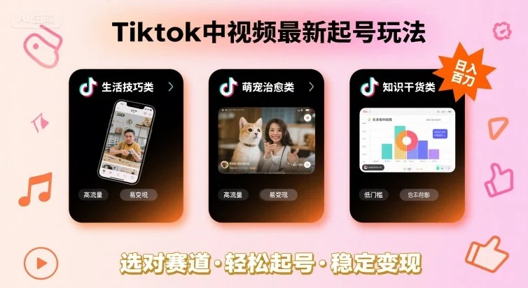 Tiktok中视频最新起号玩法，想要日入百刀，做好这几个赛道就可以了-U·Muse