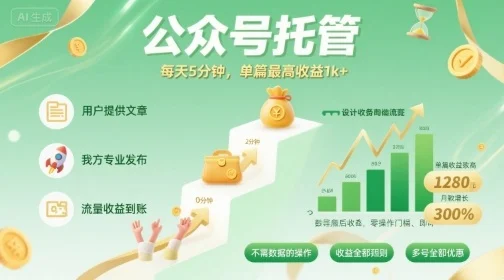 【公众号托管 】我提供文章，你发布，每天5分钟，单篇最高收益1k+【揭秘】-U·Muse