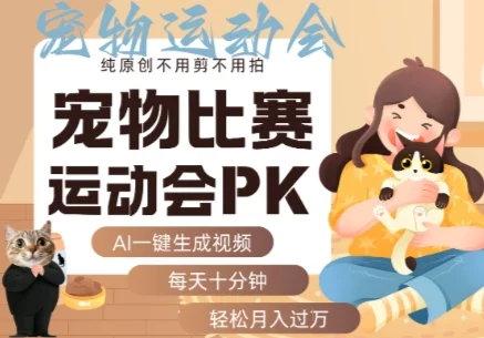 AI一键生成宠物比赛运动会PK视频，纯原创不用剪不用拍，每天十分钟，轻松月入过1W+-U·Muse