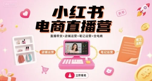 小红书电商直播营，直播带货+店铺运营+笔记运营=全电商-U·Muse