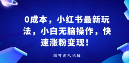 0成本，小红书最新玩法，小白无脑操作，快速涨粉变现-UMuse轻创网