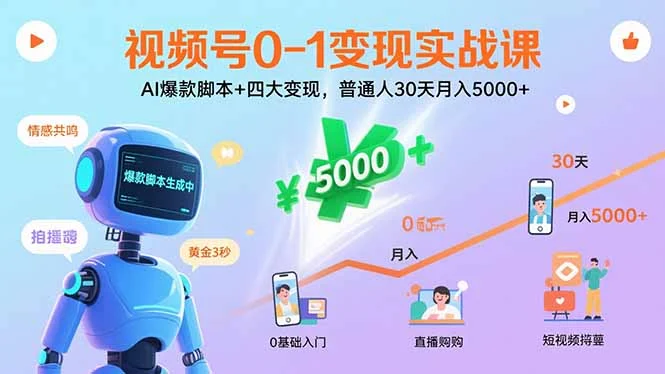 视频号0-1变现实战课：AI爆款脚本+四大变现，普通人30天月入5000+-UMuse轻创网