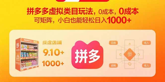 拼多多虚拟类目玩法，0成本，可矩阵，小白也能轻松日入1000+-UMuse轻创网