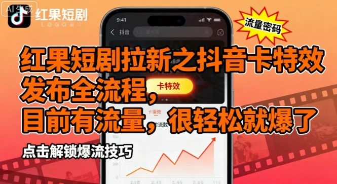 红果短剧拉新之抖音卡特效发布全流程，目前有流量，很轻松就爆了-U·Muse