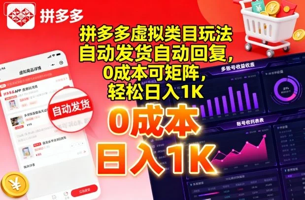 拼多多虚拟类目玩法，自动发货自动回复，0成本可矩阵，轻松日入1K【揭秘】-UMuse轻创网