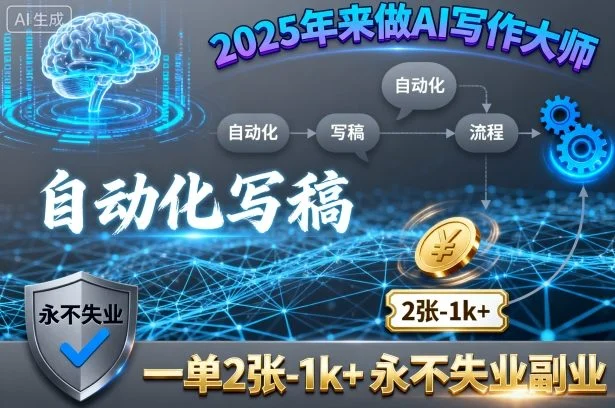 2025年来做AI写作大师，自动化写稿，一单2张-1k+，永不失业副业-U·Muse