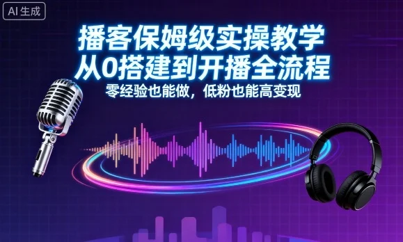 播客保姆级实操教学，从0搭建到开播全流程，零经验也能做，低粉也能高变现-U·Muse