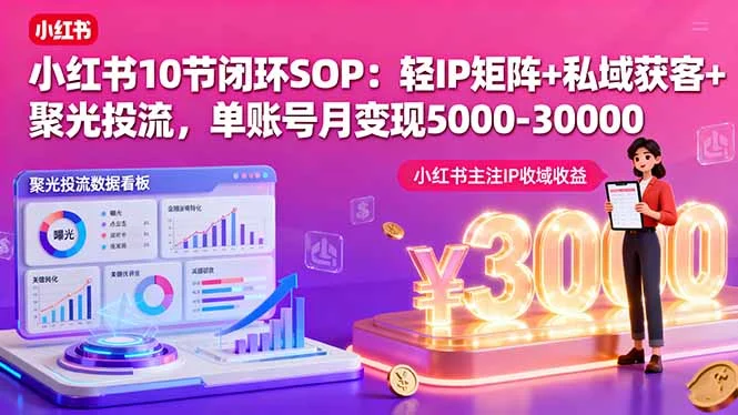 小红书10节闭环SOP：轻IP矩阵+私域获客+聚光投流，单账号月变现5000-30000-U·Muse