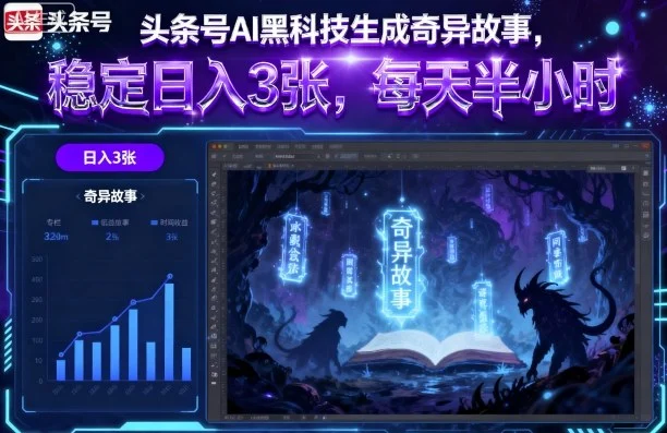 头条号AI黑科技生成奇异故事，稳定日入3张，每天半小时-UMuse轻创网