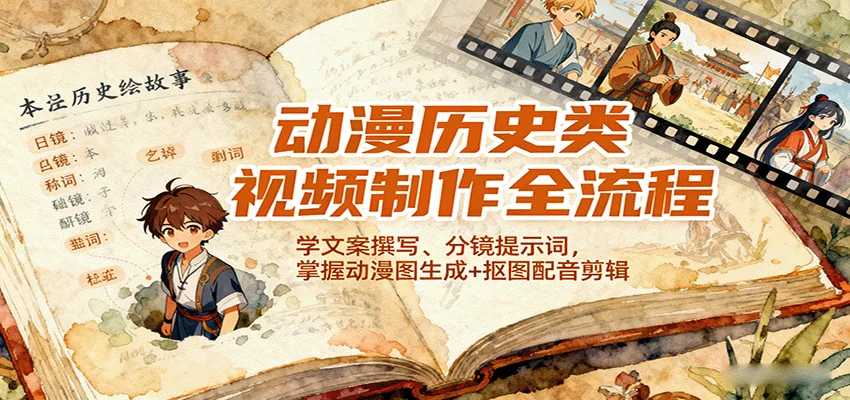动漫历史类视频制作全流程，学文案撰写、分镜提示词，掌握动漫图生成+抠图配音剪辑-UMuse轻创网