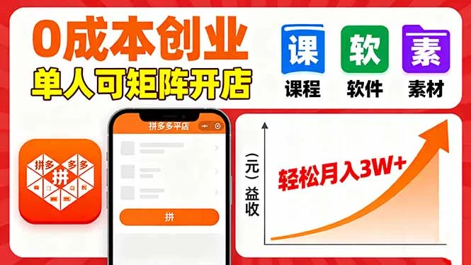 拼多多虚拟电商，0成本，单人可矩阵开店，轻松月入3W+-UMuse轻创网