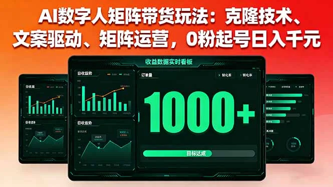 AI数字人矩阵带货玩法：克隆技术、文案驱动、矩阵运营，0粉起号日入千元-U·Muse