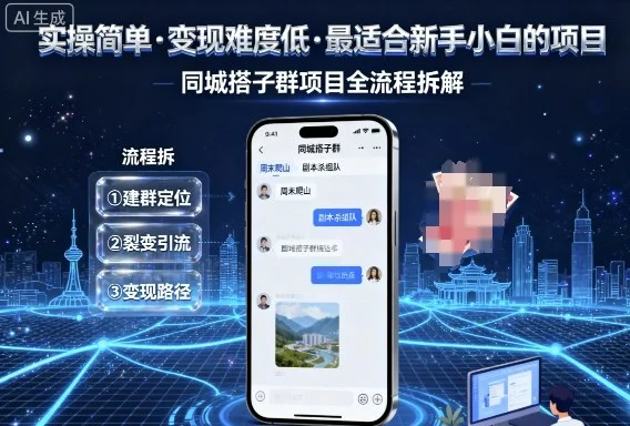 实操简单，变现难度低，最适合新手小白做的项目，每天轻松收入3张，同城搭子群项目全流程拆解-U·Muse