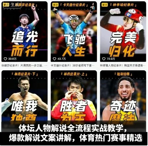 体坛人物解说全流程实战教学，爆款解说文案讲解，体育热门赛事精选-U·Muse