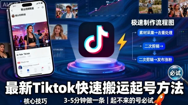 最新Tiktok快速搬运快速起号方法，3-5分钟做一条，起不来的号可以试试-U·Muse