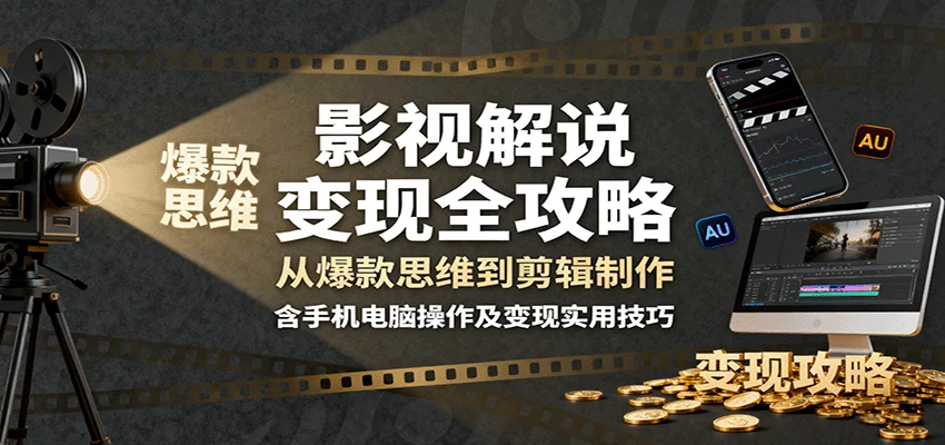 影视解说变现全攻略：从爆款思维到剪辑制作，含手机电脑操作及变现实用技巧-U·Muse