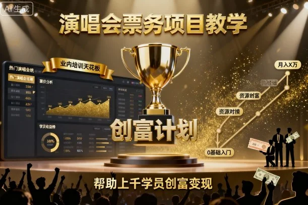 演唱会票务项目教学，业内培训天花板，帮助上千学员创富变现-U·Muse