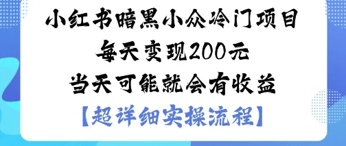 小红书暗黑小众冷门项目每天变现2张当天可能就会有收益-UMuse轻创网