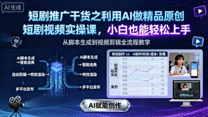 短剧推广干货之利用AI做精品原创短剧视频实操课，小白也能轻松上手-U·Muse
