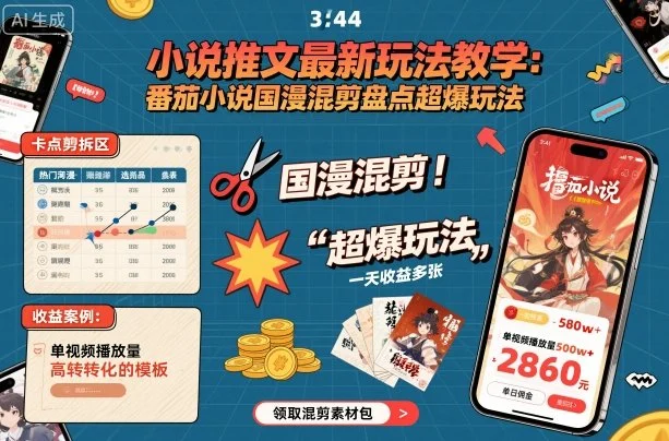 小说推文最新玩法教学,番茄小说国漫混剪盘点超爆玩法,全程干货,一天收益多张-UMuse轻创网