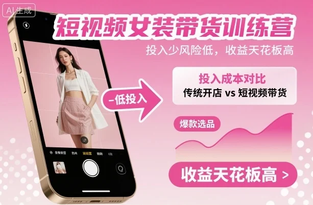 短视频女装带货训练营,投入少风险低,收益天花板高-UMuse轻创网