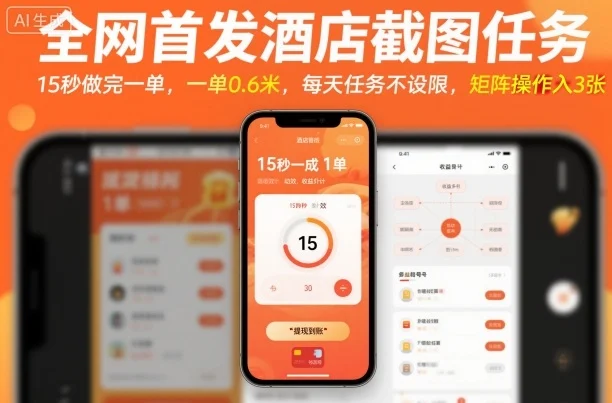 全网首发酒店截图任务,15秒做完一单,一单0.6米,每天任务不设限,矩阵操作日入3张【揭秘】-UMuse轻创网